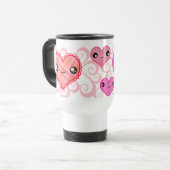 Kawaii der Tag des Valentines karierte Reisebecher (Vorderseite Links)