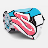 Kawaii Desserts Psychedelic Fun Illustration Blue Krawatte (Gerollt)