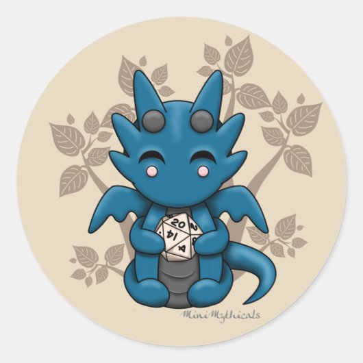 Kawaii Dice Dragon Sticker (Vorderseite)