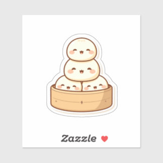 Kawaii Dim Sum Bamboo Steamer Dumplings Aufkleber