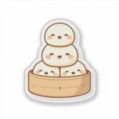 Kawaii Dim Sum Bambusdämpferklöße Aufkleber (Vorderseite)