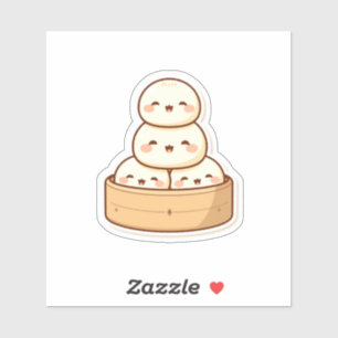 Kawaii Dim Sum Bambusdämpferklöße Aufkleber