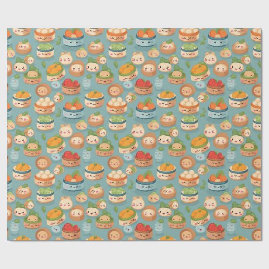 Kawaii Dim Sum Sunday Pattern Geschenkpapier (Flach)