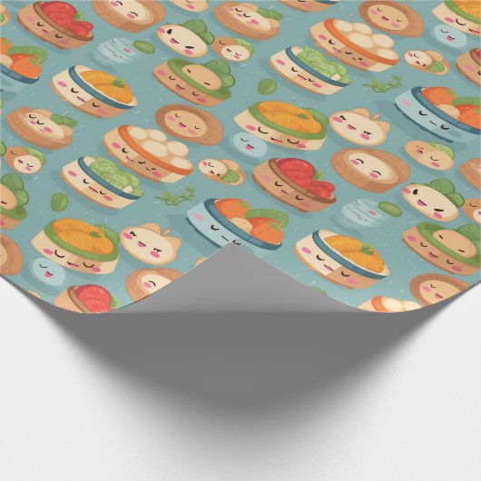 Kawaii Dim Sum Sunday Pattern Geschenkpapier (Ecke)