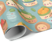 Kawaii Dim Sum Sunday Pattern Geschenkpapier (Rolleneckpunkt)