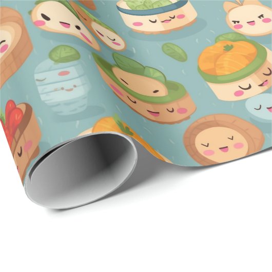 Kawaii Dim Sum Sunday Pattern Geschenkpapier (Rolleneckpunkt)
