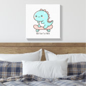 Kawaii Dino auf Skateboard Personalisierter Text Leinwanddruck (Insitu (Schlafzimmer))