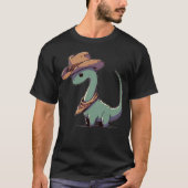 Kawaii Dinosaur Brontosaurus Cowboy Funny T-Shirt (Vorderseite)