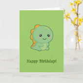Kawaii Dinosaur Happy Birthday Karte (Gelbe Blume)