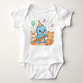 Kawaii Dinosaur Kids Party Design - Niedliches Din Baby Strampler
