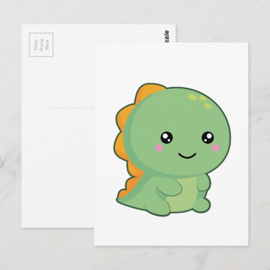 Kawaii Dinosaur Postkarte (Vorne/Hinten)