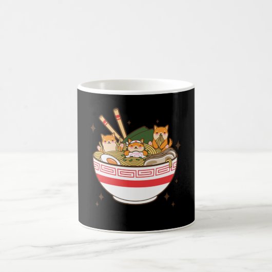 Kawaii dogs eating Ramen Kaffeetasse (Mittel)