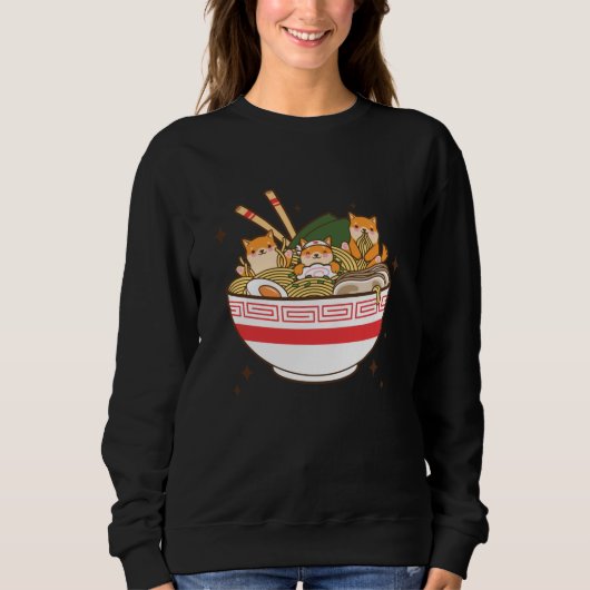 Kawaii dogs eating Ramen Sweatshirt (Vorderseite)