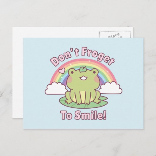 Kawaii Dont Froget zum Lächeln Frosch gute Vibes Postkarte (Vorne/Hinten)