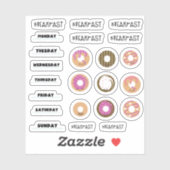 Kawaii Donut Breakfast Planner Stickers Aufkleber (Blatt)