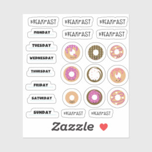 Kawaii Donut Breakfast Planner Stickers Aufkleber