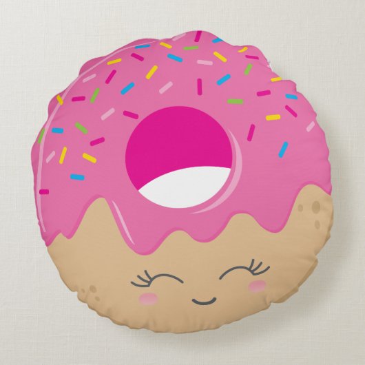 KAWAII DONUT DELIGHT kühne, farbenfrohe Sprinklen Rundes Kissen (Rückseite)