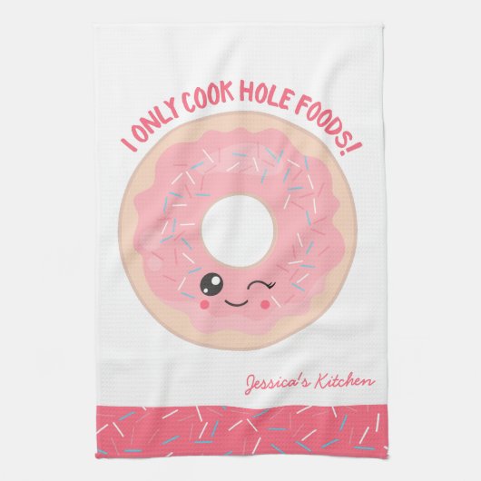 Kawaii Donut I kocht nur Hole Foods Geschirrtuch (Vertikal)