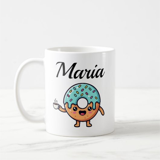 Kawaii Donut Kaffeeliebhaber Personalisierte Kaffe Kaffeetasse (Links)