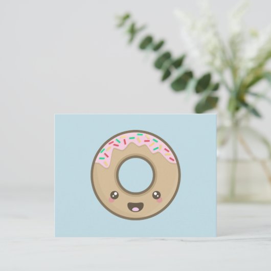 Kawaii Donut Postkarte (Stehend Vorderseite)