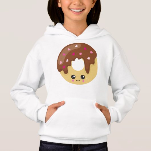 Kawaii Donut, SchokoladenDonut, Doughnut, Herz Hoodie (Vorderseite)