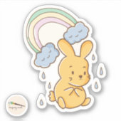 Kawaii Doodle Bunny Rainbow Rain Aufkleber (Vorderseite)
