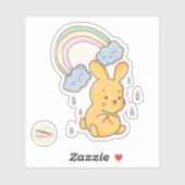 Kawaii Doodle Bunny Rainbow Rain Aufkleber (Blatt)
