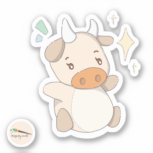 Kawaii Doodle Star Cow Aufkleber (Vorderseite)