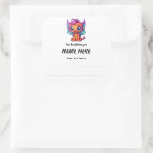 Kawaii Dragon Children's Buchzeichen mit Botschaft Quadratischer Aufkleber (Tasche)