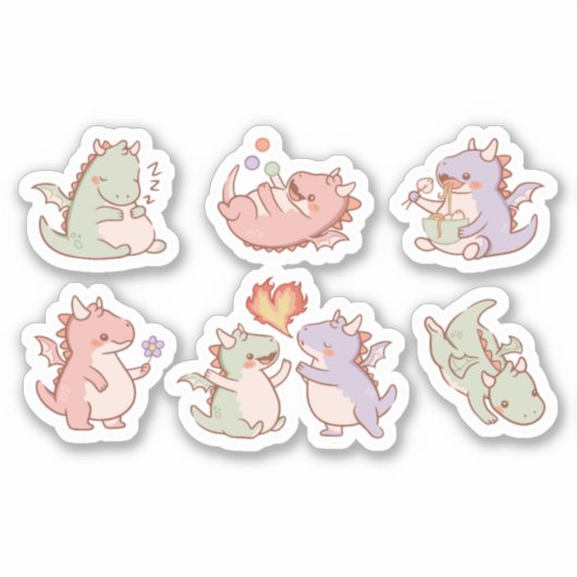 KAWAII DRAGON STICKERS SET AUFKLEBER (Vorderseite)