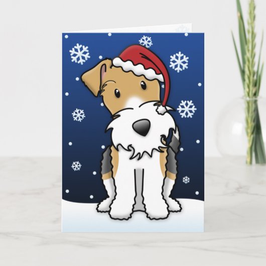 Kawaii Draht-Foxterrier-Weihnachtskarte Feiertagskarte (Vorderseite)