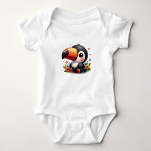Kawaii Dschungel Baby-Tukan Kunst Baby Strampler