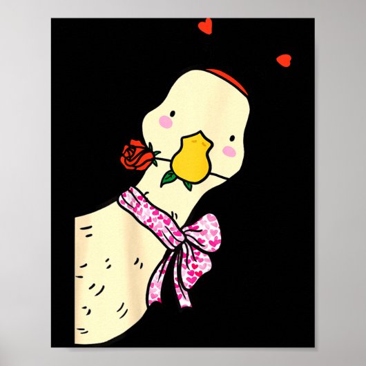Kawaii Duck Rose Heart Bow Valentine Day Cute Anim Poster (Vorne)
