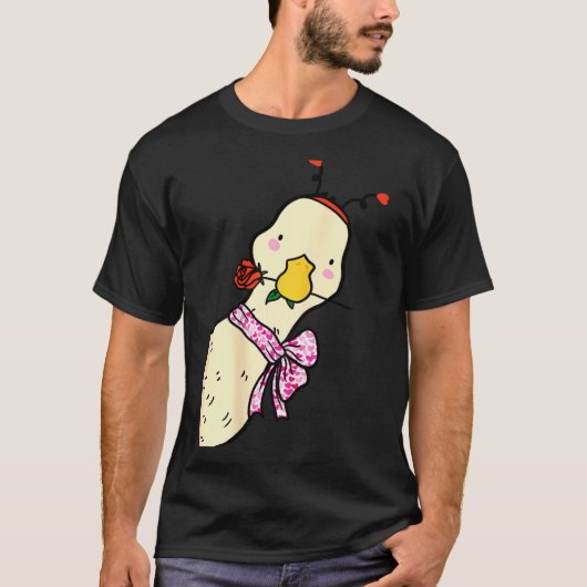 Kawaii Duck Rose Heart Bow Valentine Day Cute Anim T-Shirt (Vorderseite)