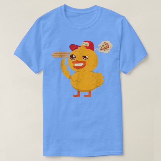 Kawaii Duck Süße Tier Pizza Lieferung Funny Pizza T-Shirt (Design vorne)