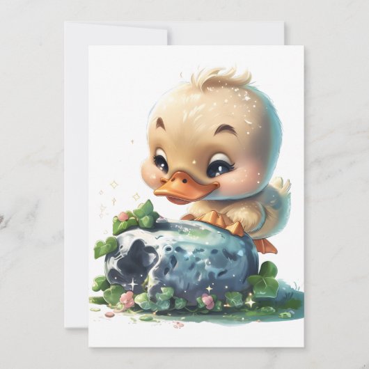 Kawaii Duckling Kissing the Blarney Stone Invitati Einladung (Vorderseite)