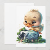 Kawaii Duckling Kissing the Blarney Stone Invitati Einladung (Vorne/Hinten)