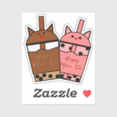 Kawaii Duo Meow Tea Vinyl Sticker (Blatt)