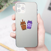 Kawaii Duo Meow Tea Vinyl Sticker (Telefon)