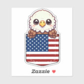 Kawaii Eagle American Flag Pocket Aufkleber (Blatt)