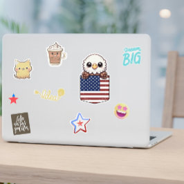 Kawaii Eagle American Flag Pocket Aufkleber