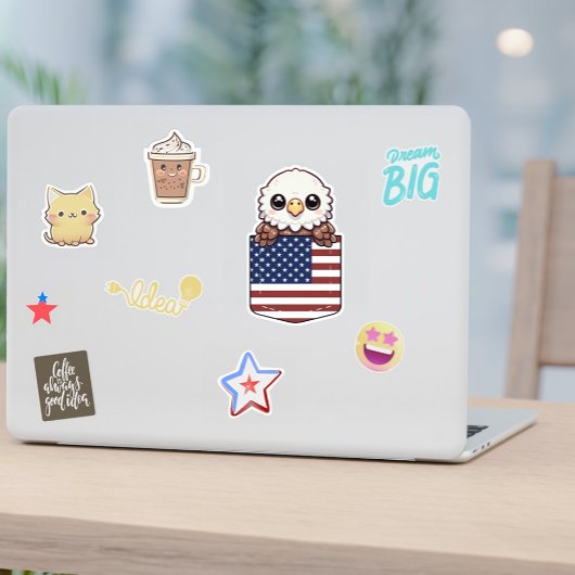 Kawaii Eagle American Flag Pocket Aufkleber