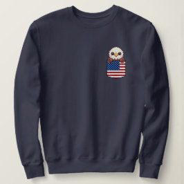 Kawaii Eagle American Flag Pocket Sweatshirt