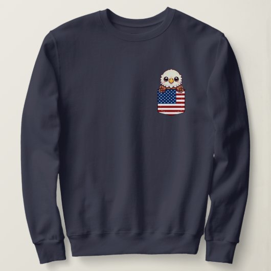 Kawaii Eagle American Flag Pocket Sweatshirt (Design vorne)