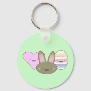 KAWAII EASTER TRIO BUNNY CHOCOLATE EGG HERZ GLÜCKL SCHLÜSSELANHÄNGER