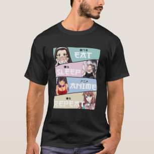 Kawaii Eat Sleep Anime Wiederholen Niedlicher japa T-Shirt