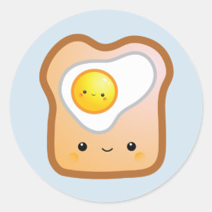 Kawaii Ei-und Toast-Aufkleber Runder Aufkleber