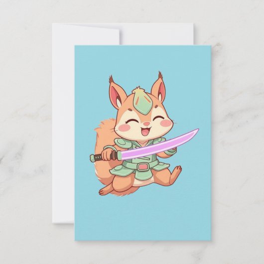 Kawaii Eichhörnchen Samurai. Mitteilungskarte (Vorderseite)