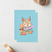 Kawaii Eichhörnchen Samurai. Mitteilungskarte (Vorderseite/Rückseite Beispiel)