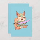 Kawaii Eichhörnchen Samurai. Mitteilungskarte (Vorne/Hinten)